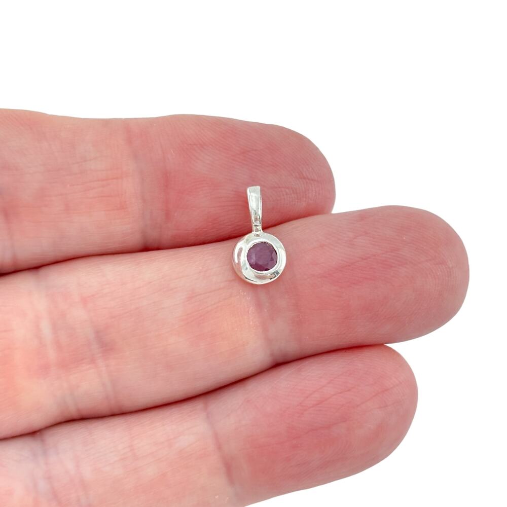 Vintage Sterling Silver 925 Lab Created Ruby Pendant